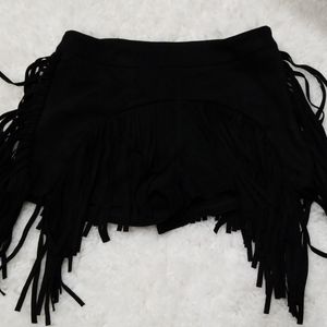 Black suede cringed shorts